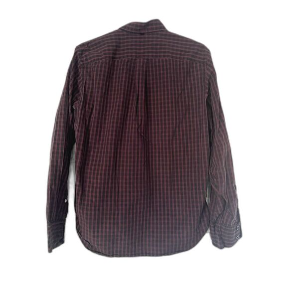 Rag & Bone Black Maroon Check Button Up Slim Fit Shirt Top  Mens Size Medium - Picture 6 of 10